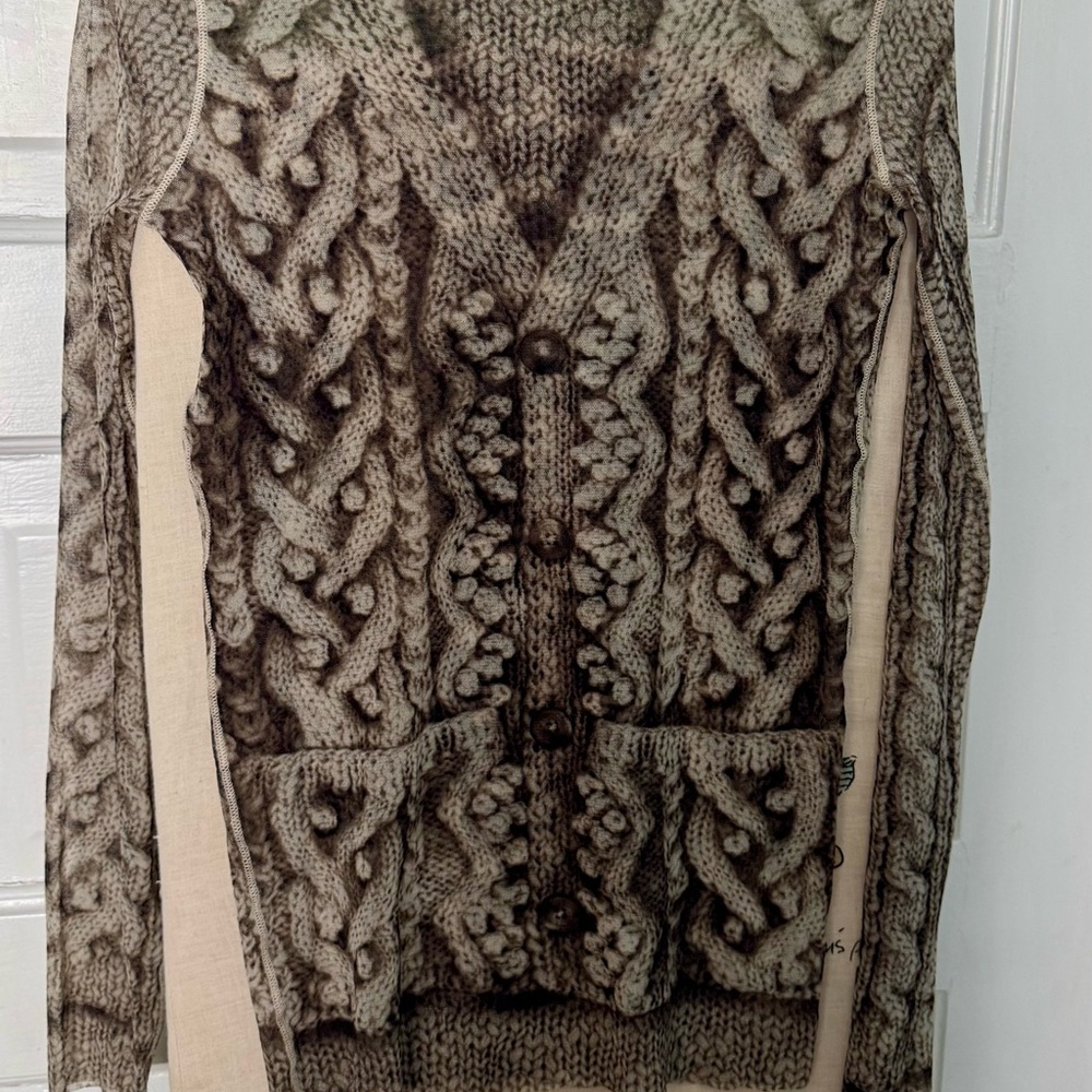 Jean Paul Gaultier Textured Knit Cardigan in Beige and Brown